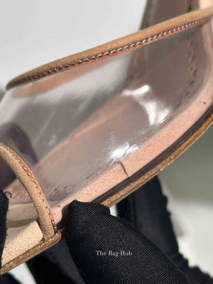 Manolo Blahnik Nude Suade Jadifa Clear Stiletto Mule Sandals Size 37