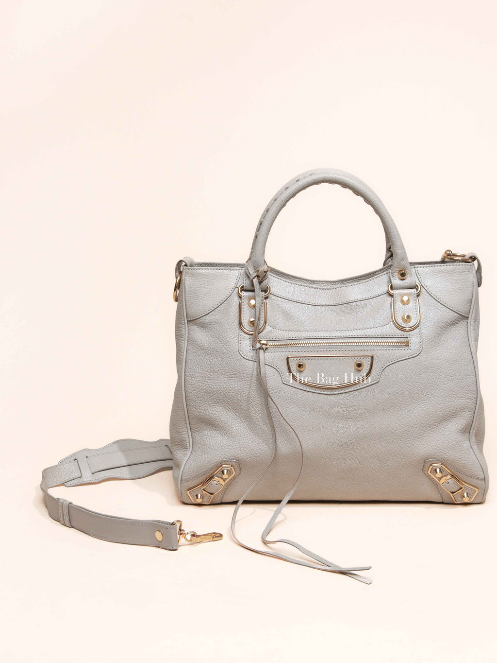 Balenciaga Gris Glace Leather Metallic Edge Velo Bag