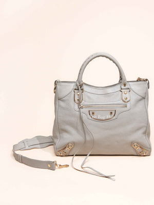 Balenciaga Gris Glace Leather Metallic Edge Velo Bag