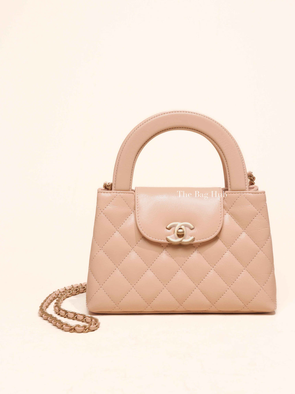 Chanel Beige Quilted Aged Calfskin Leather Nano Kelly Shopper Bag