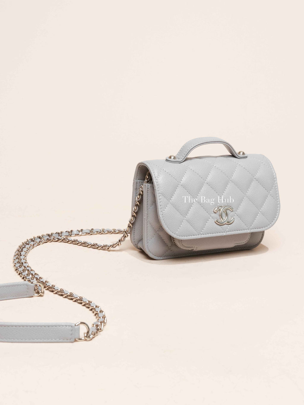 Chanel Gray Caviar Quilted Mini Business Affinity Flap Bag