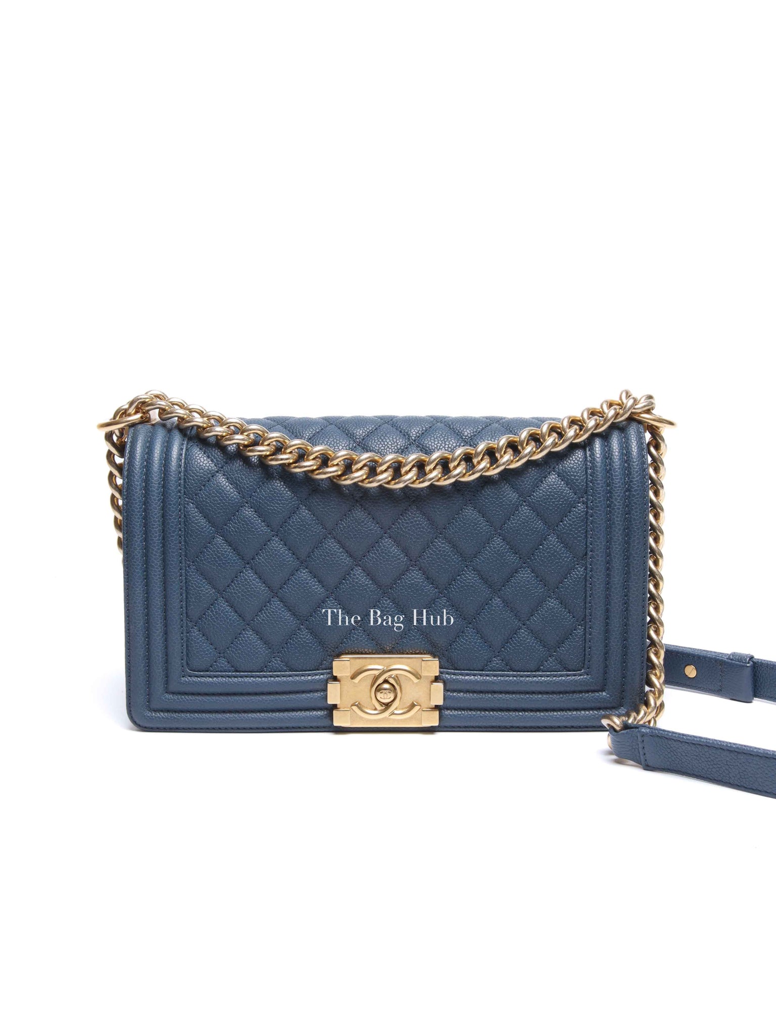 Chanel Blue Caviar Old Medium Le Boy Shoulder Bag GHW