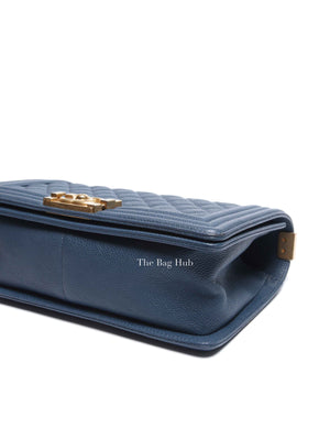 Chanel Blue Caviar Old Medium Le Boy Shoulder Bag GHW