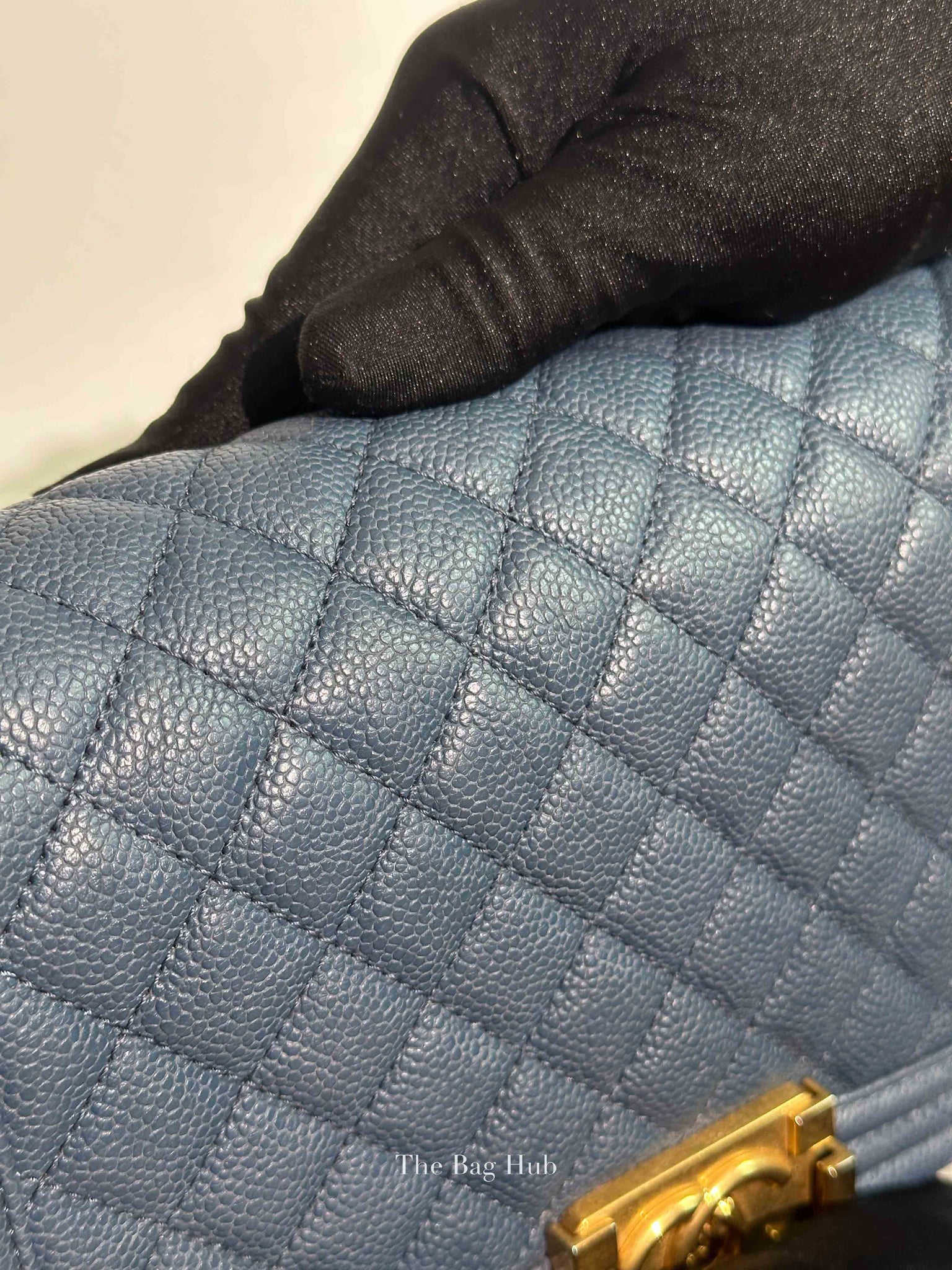 Chanel Blue Caviar Old Medium Le Boy Shoulder Bag GHW