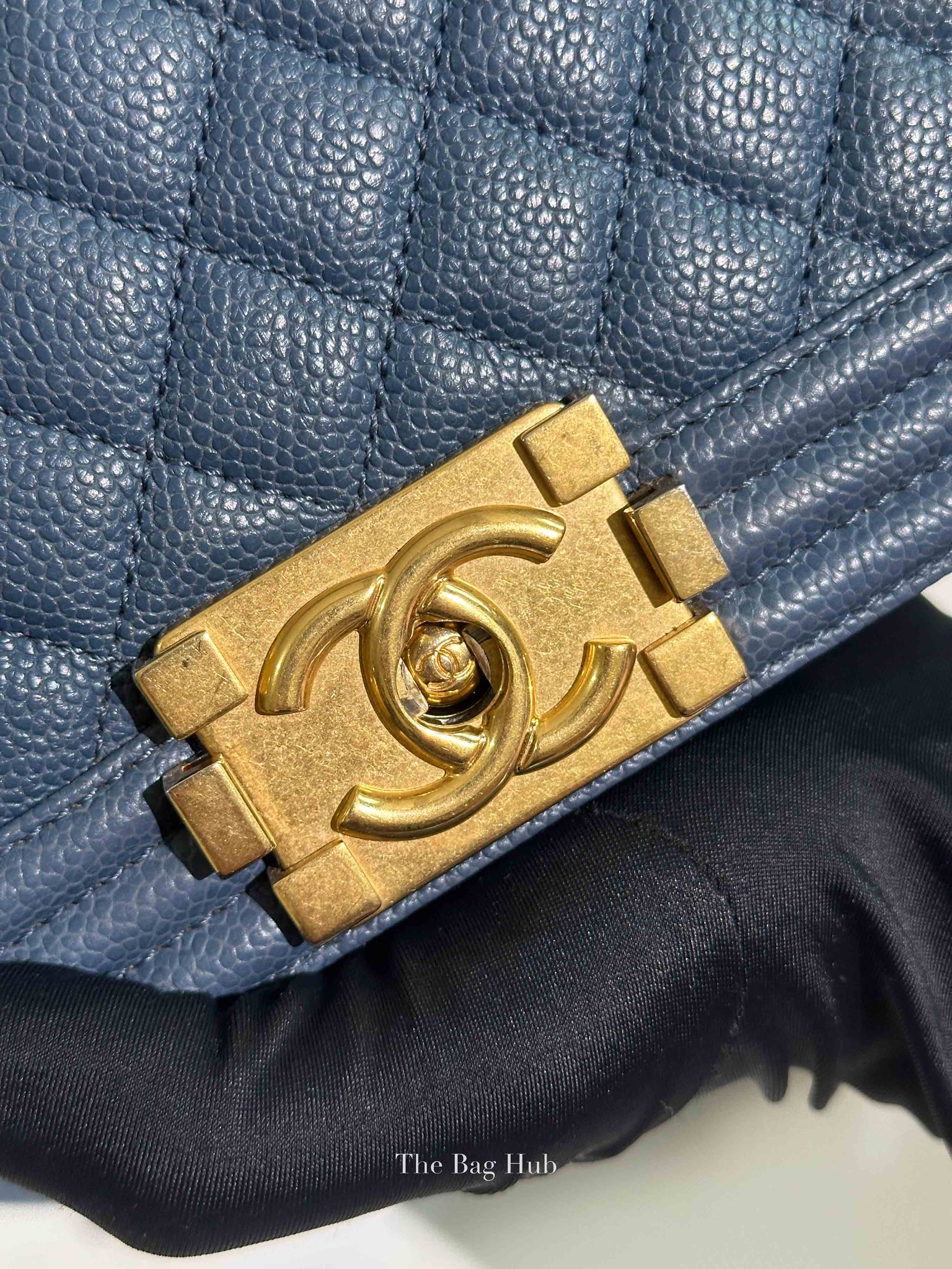 Chanel Blue Caviar Old Medium Le Boy Shoulder Bag GHW