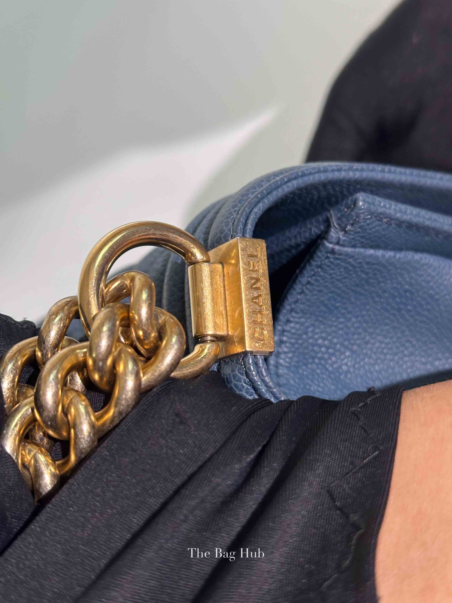 Chanel Blue Caviar Old Medium Le Boy Shoulder Bag GHW