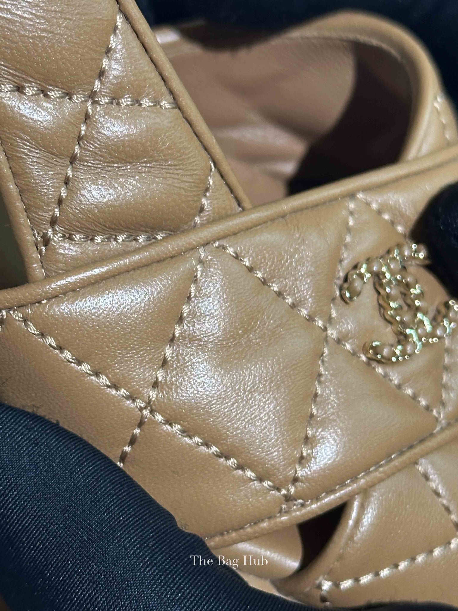 Chanel Beige Lambskin Quilted CC Platform Sandals Size 37.5