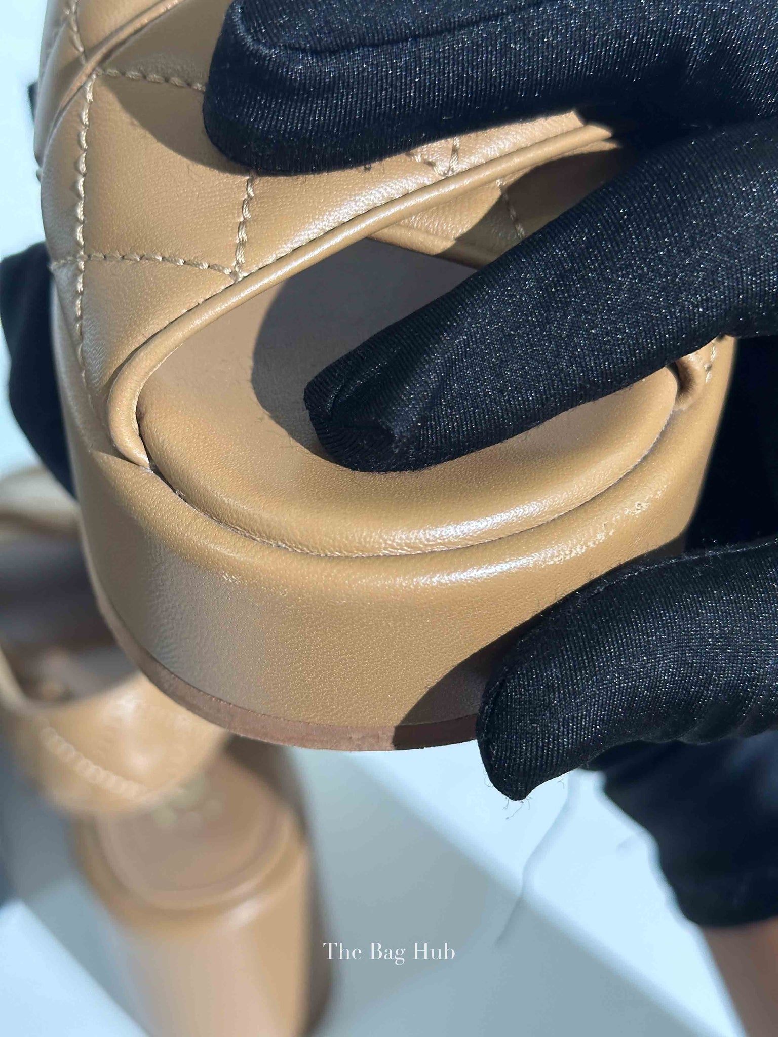 Chanel Beige Lambskin Quilted CC Platform Sandals Size 37.5