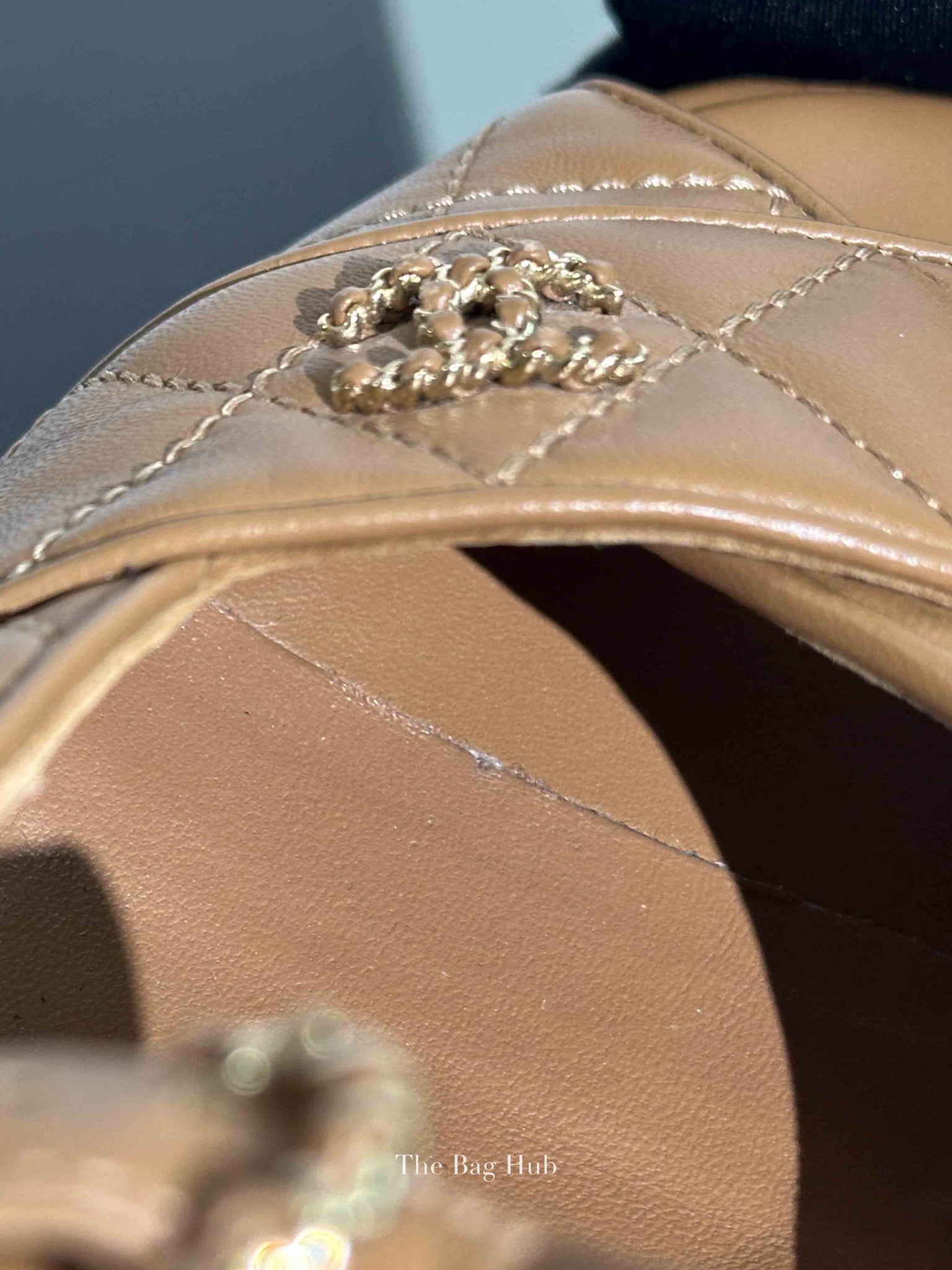 Chanel Beige Lambskin Quilted CC Platform Sandals Size 37.5