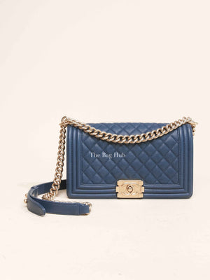 Chanel Blue Caviar Old Medium Le Boy Shoulder Bag GHW