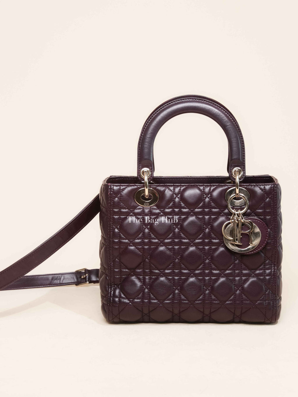 Dior Plum Lambskin Cannage Lady Dior Medium Bag