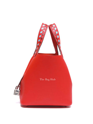 Hermes Rouge Coeur/Bleu Du Nord/Rouge H Epsom Tressage De Cuir Picotin Lock 18 PM