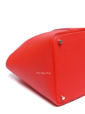 Hermes Rouge Coeur/Bleu Du Nord/Rouge H Epsom Tressage De Cuir Picotin Lock 18 PM
