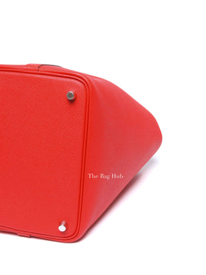 Hermes Rouge Coeur/Bleu Du Nord/Rouge H Epsom Tressage De Cuir Picotin Lock 18 PM