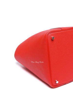 Hermes Rouge Coeur/Bleu Du Nord/Rouge H Epsom Tressage De Cuir Picotin Lock 18 PM