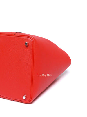 Hermes Rouge Coeur/Bleu Du Nord/Rouge H Epsom Tressage De Cuir Picotin Lock 18 PM