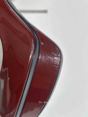 Louis Vuitton Burgundy Patent Leather Eyeline Peep Toe Pumps Size 36.5