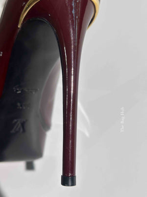 Louis Vuitton Burgundy Patent Leather Eyeline Peep Toe Pumps Size 36.5
