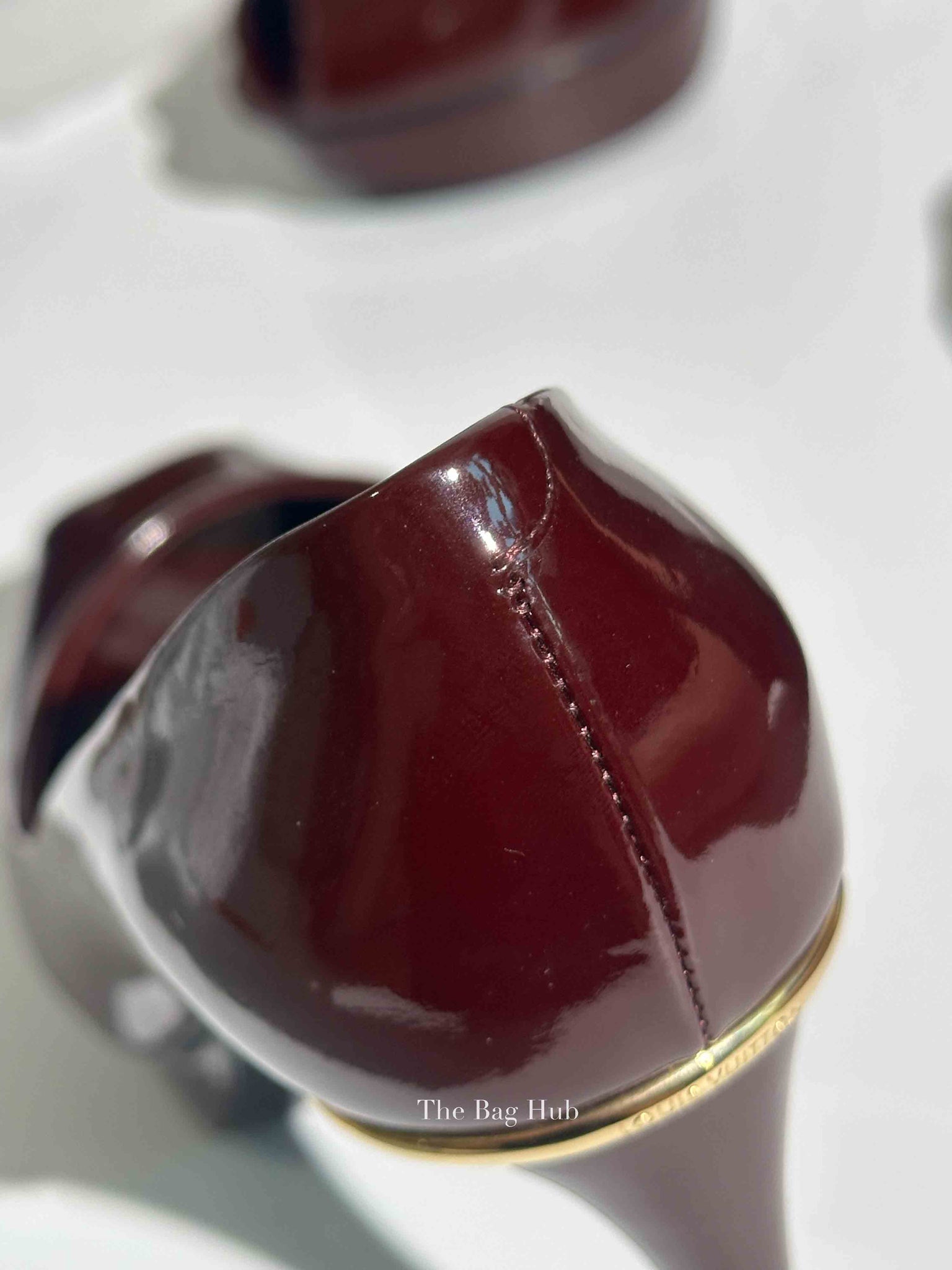 Louis Vuitton Burgundy Patent Leather Eyeline Peep Toe Pumps Size 36.5