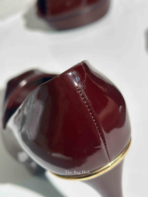 Louis Vuitton Burgundy Patent Leather Eyeline Peep Toe Pumps Size 36.5