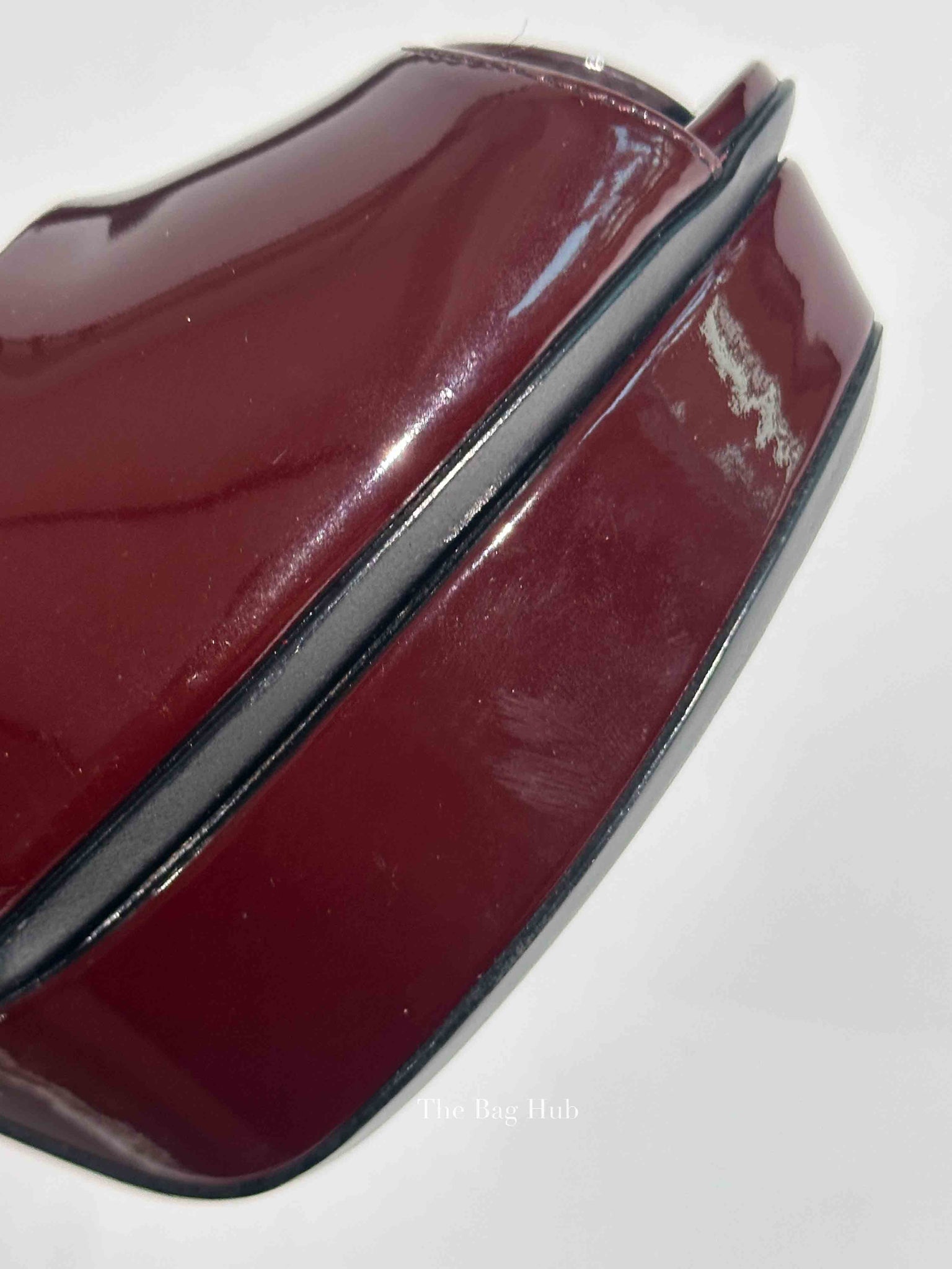 Louis Vuitton Burgundy Patent Leather Eyeline Peep Toe Pumps Size 36.5