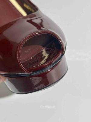 Louis Vuitton Burgundy Patent Leather Eyeline Peep Toe Pumps Size 36.5