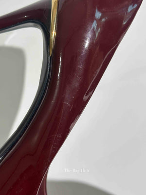 Louis Vuitton Burgundy Patent Leather Eyeline Peep Toe Pumps Size 36.5