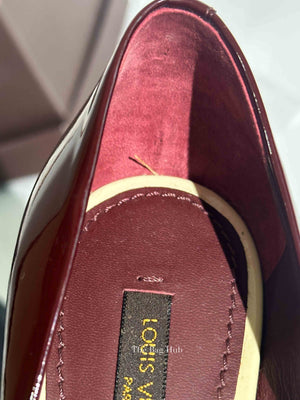 Louis Vuitton Burgundy Patent Leather Eyeline Peep Toe Pumps Size 36.5
