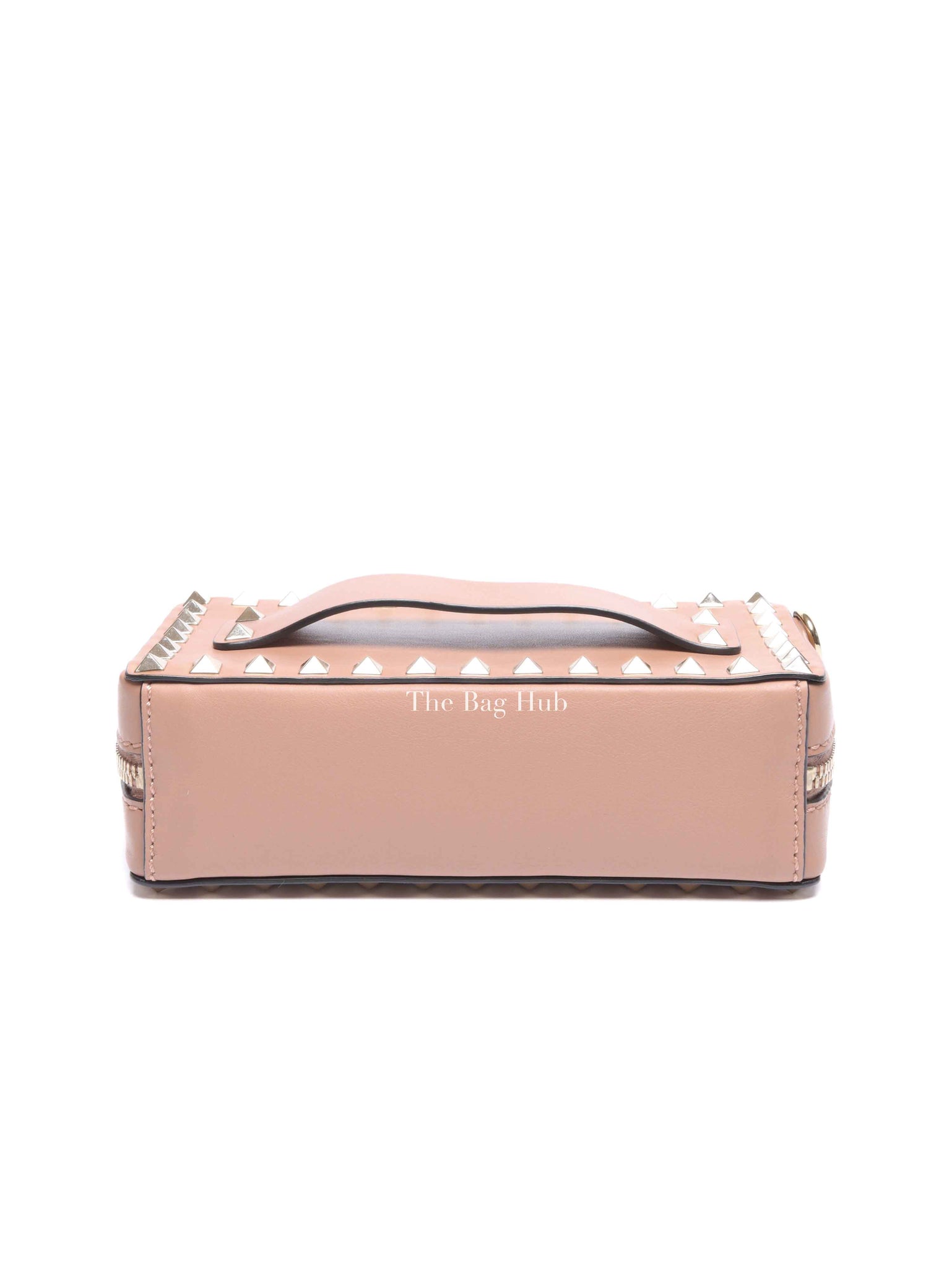 Valentino Beige/Pink Calfskin Rockstud Camera Clutch Crossbody Bag