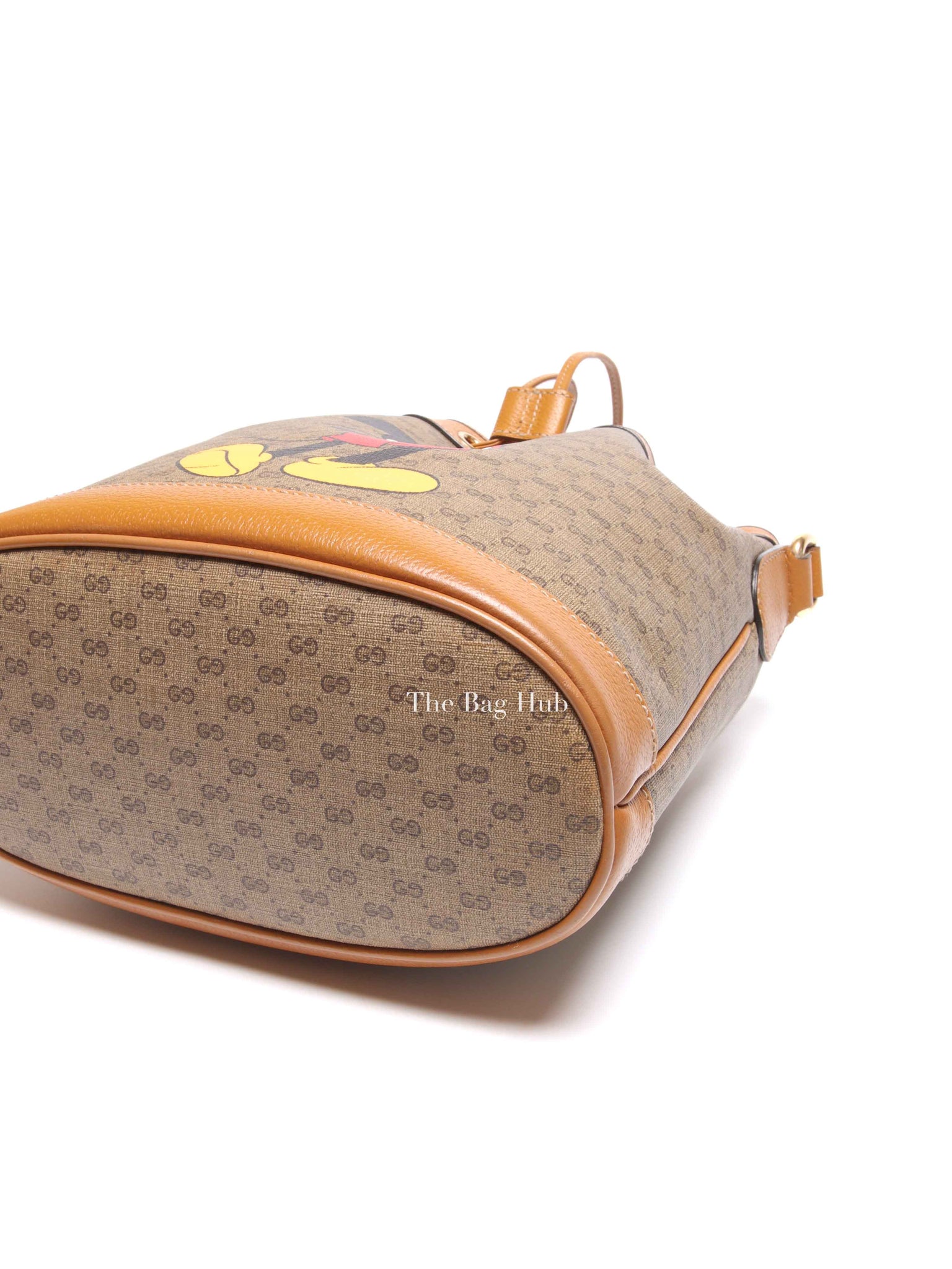 Gucci X Disney Beige Vintage Sun Oil Mini Vintage GG Supreme Monogram Bucket Bag