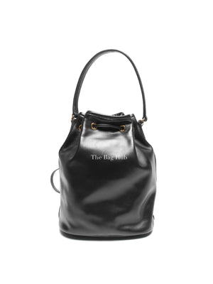 Prada Black Light Calf Duet Bucket Shoulder Bag