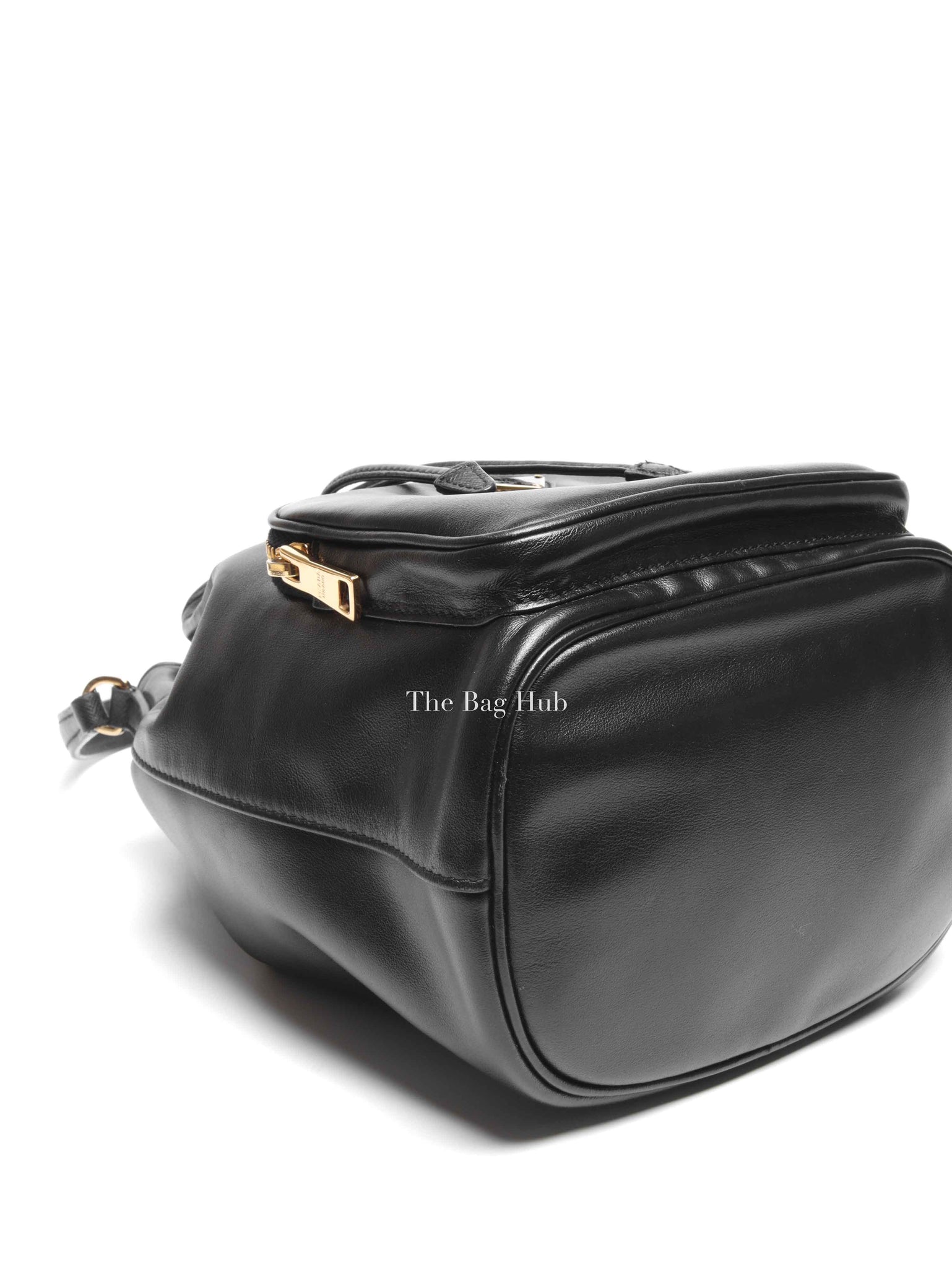 Prada Black Light Calf Duet Bucket Shoulder Bag