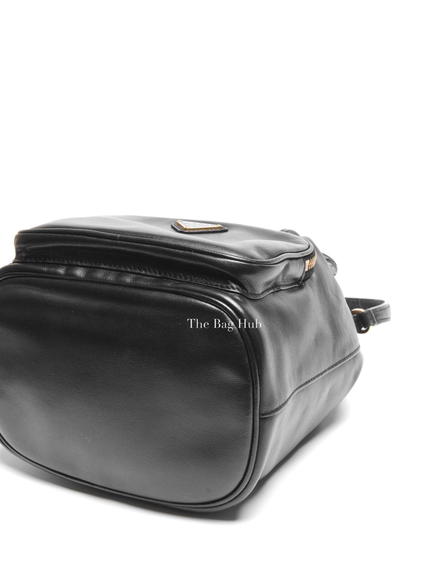 Prada Black Light Calf Duet Bucket Shoulder Bag