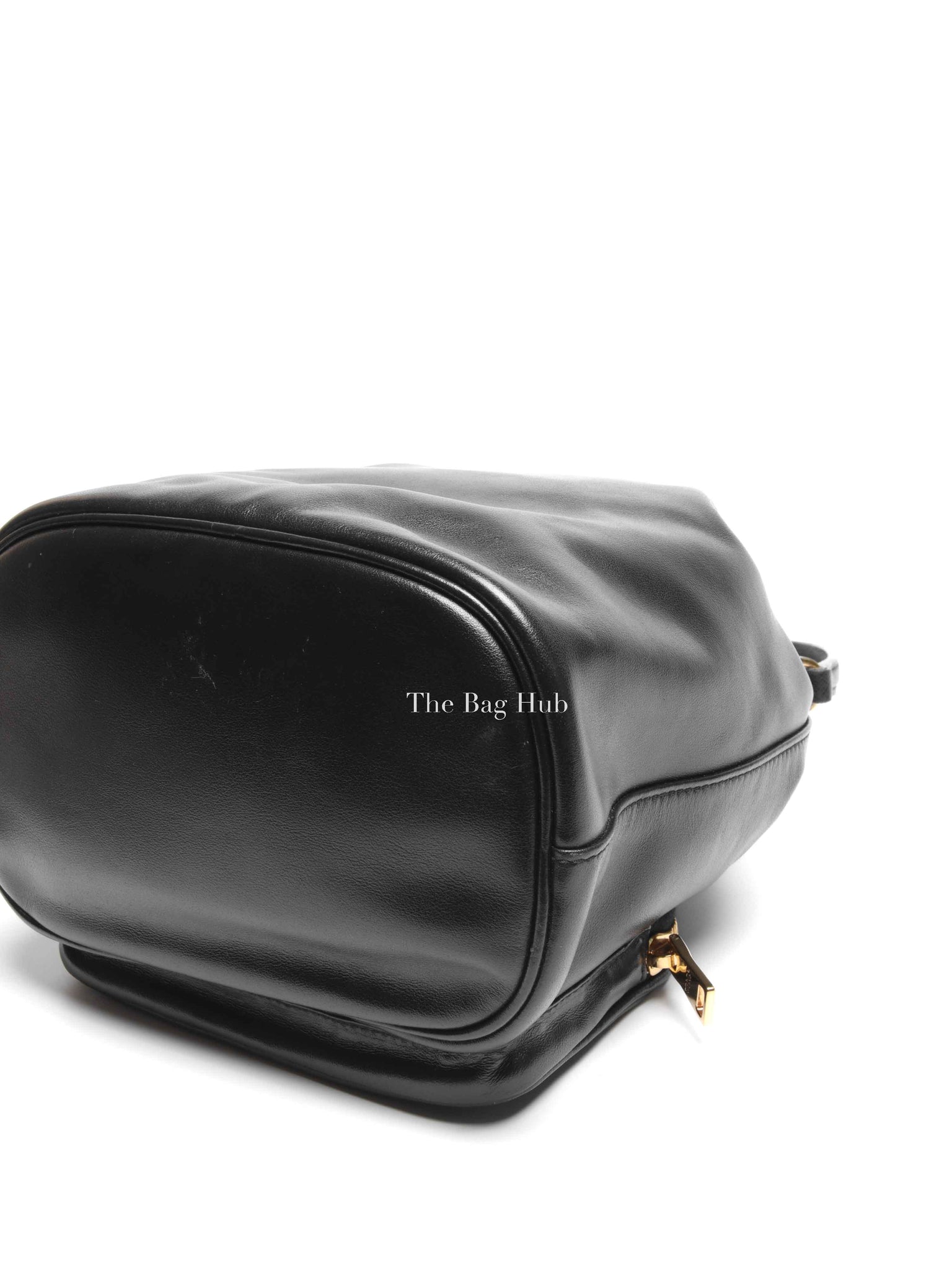 Prada Black Light Calf Duet Bucket Shoulder Bag