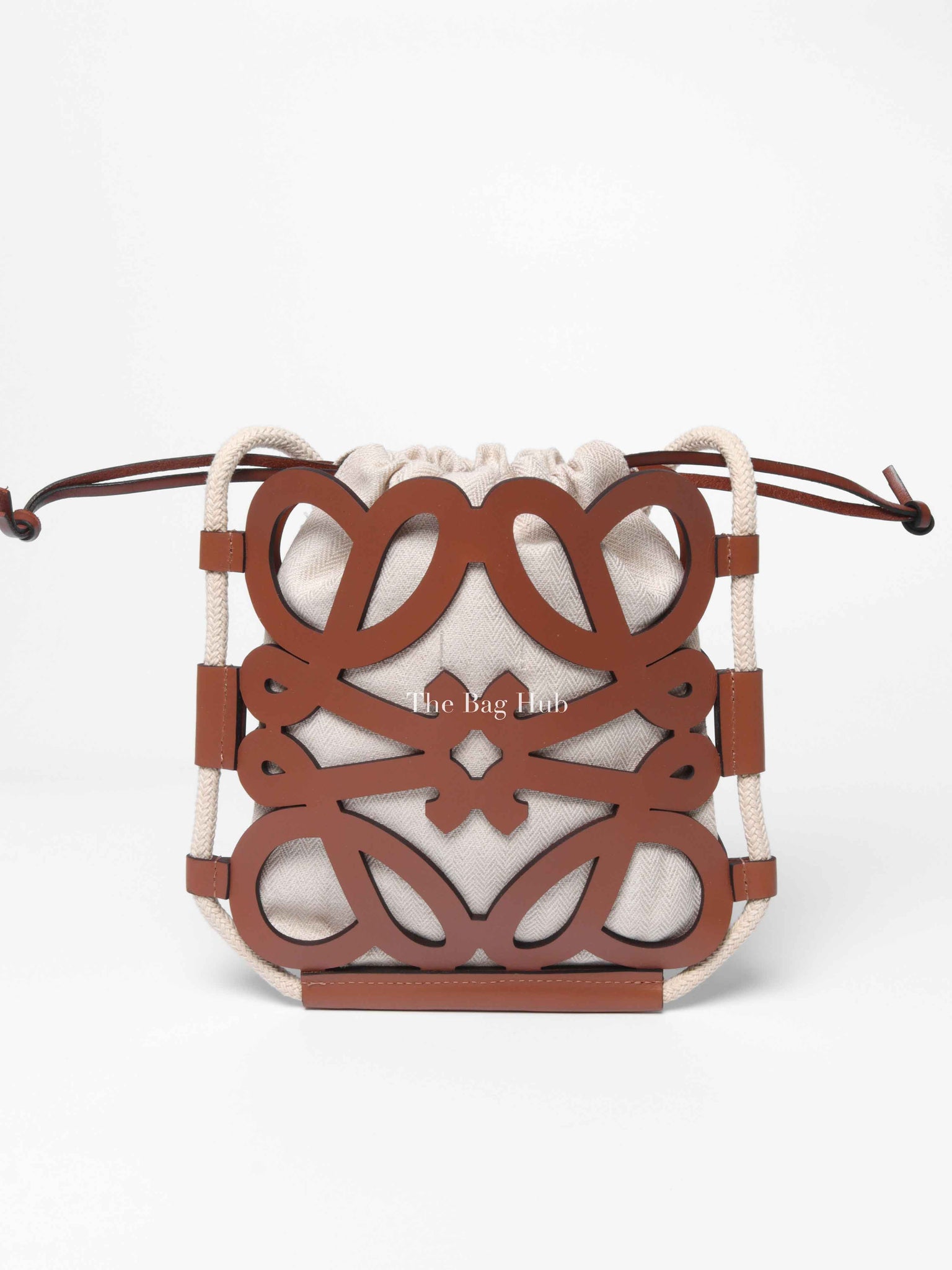 Loewe Brown Beige Leather Anagram Cutout Small Crossbody Bag