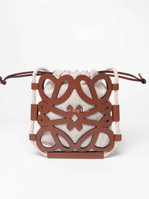 Loewe Brown Beige Leather Anagram Cutout Small Crossbody Bag