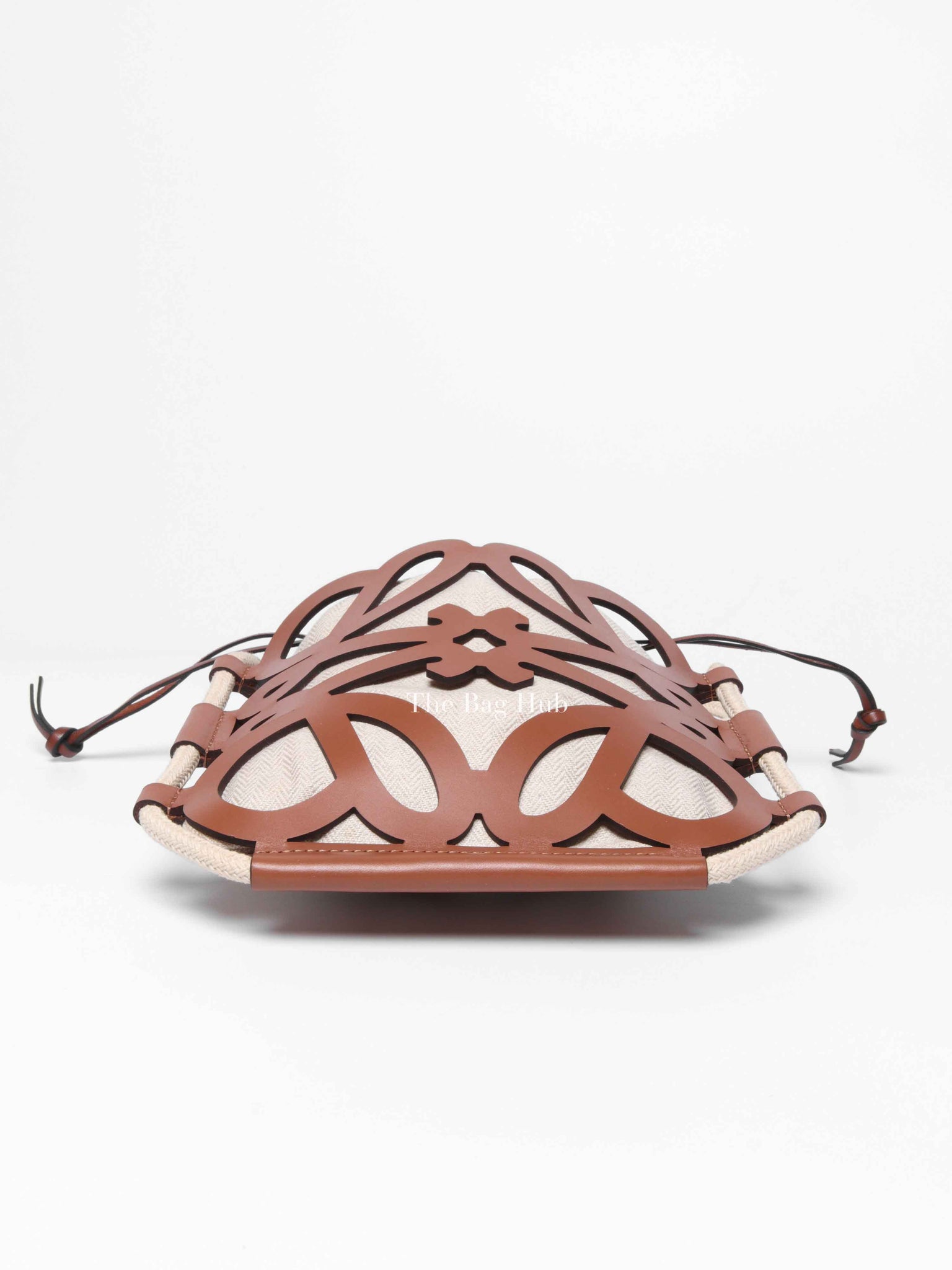 Loewe Brown Beige Leather Anagram Cutout Small Crossbody Bag