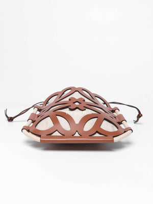 Loewe Brown Beige Leather Anagram Cutout Small Crossbody Bag