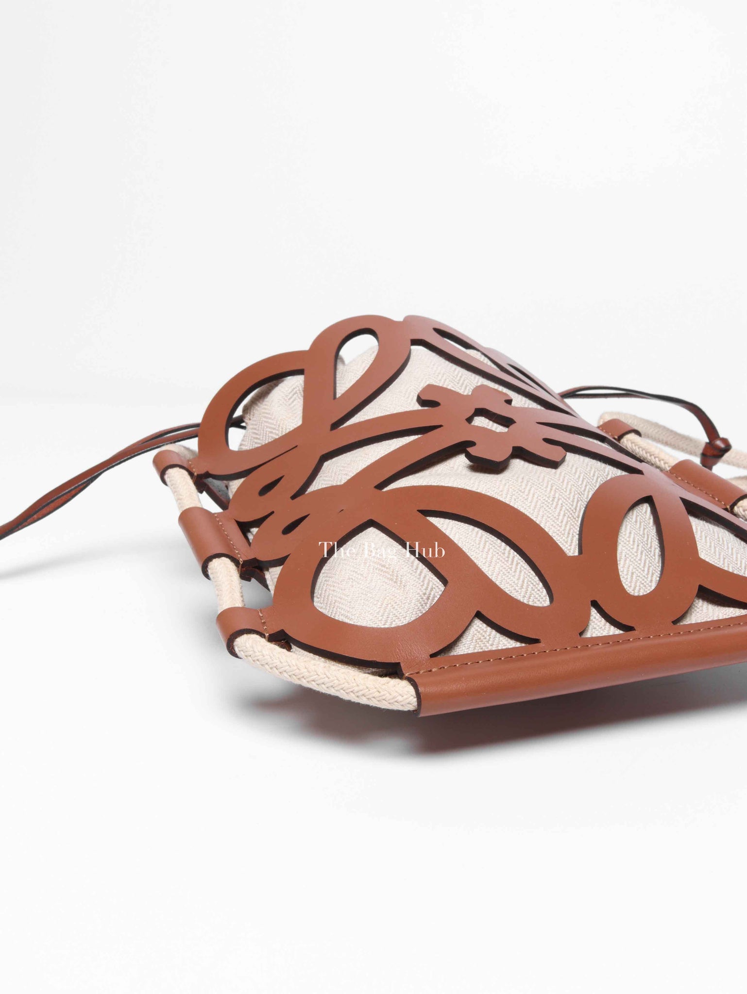 Loewe Brown Beige Leather Anagram Cutout Small Crossbody Bag