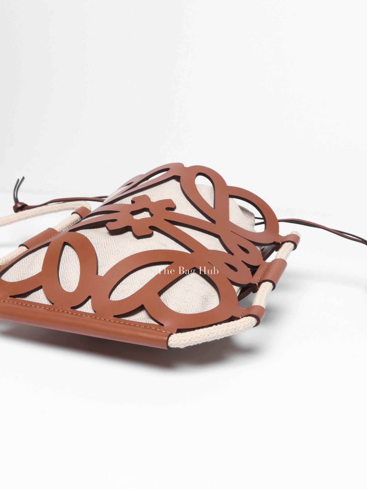 Loewe Brown Beige Leather Anagram Cutout Small Crossbody Bag