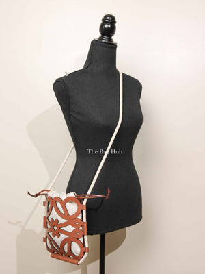 Loewe Brown Beige Leather Anagram Cutout Small Crossbody Bag