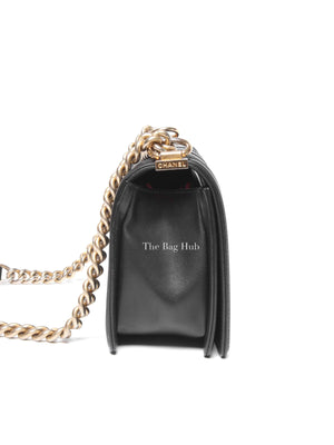 Chanel Black Calfskin Caviar In The Mix Chevron Old Medium Le Boy Flap Bag GHW