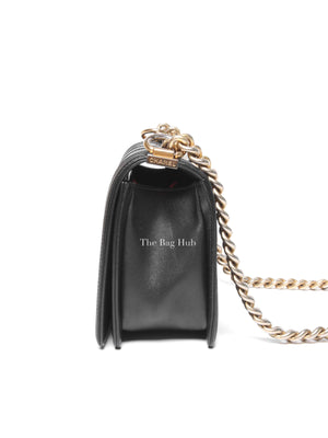 Chanel Black Calfskin Caviar In The Mix Chevron Old Medium Le Boy Flap Bag GHW