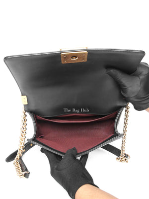 Chanel Black Calfskin Caviar In The Mix Chevron Old Medium Le Boy Flap Bag GHW