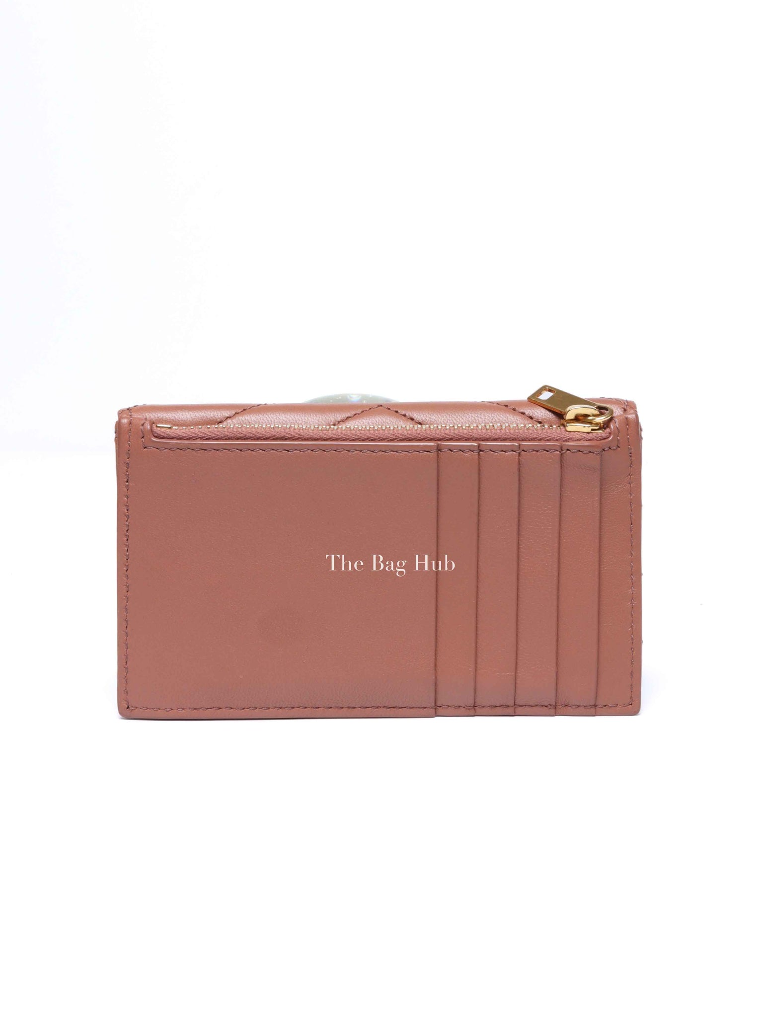 Saint Laurent Barely Pink Quilted Chevron Cassandre Fragments Flap Card Case
