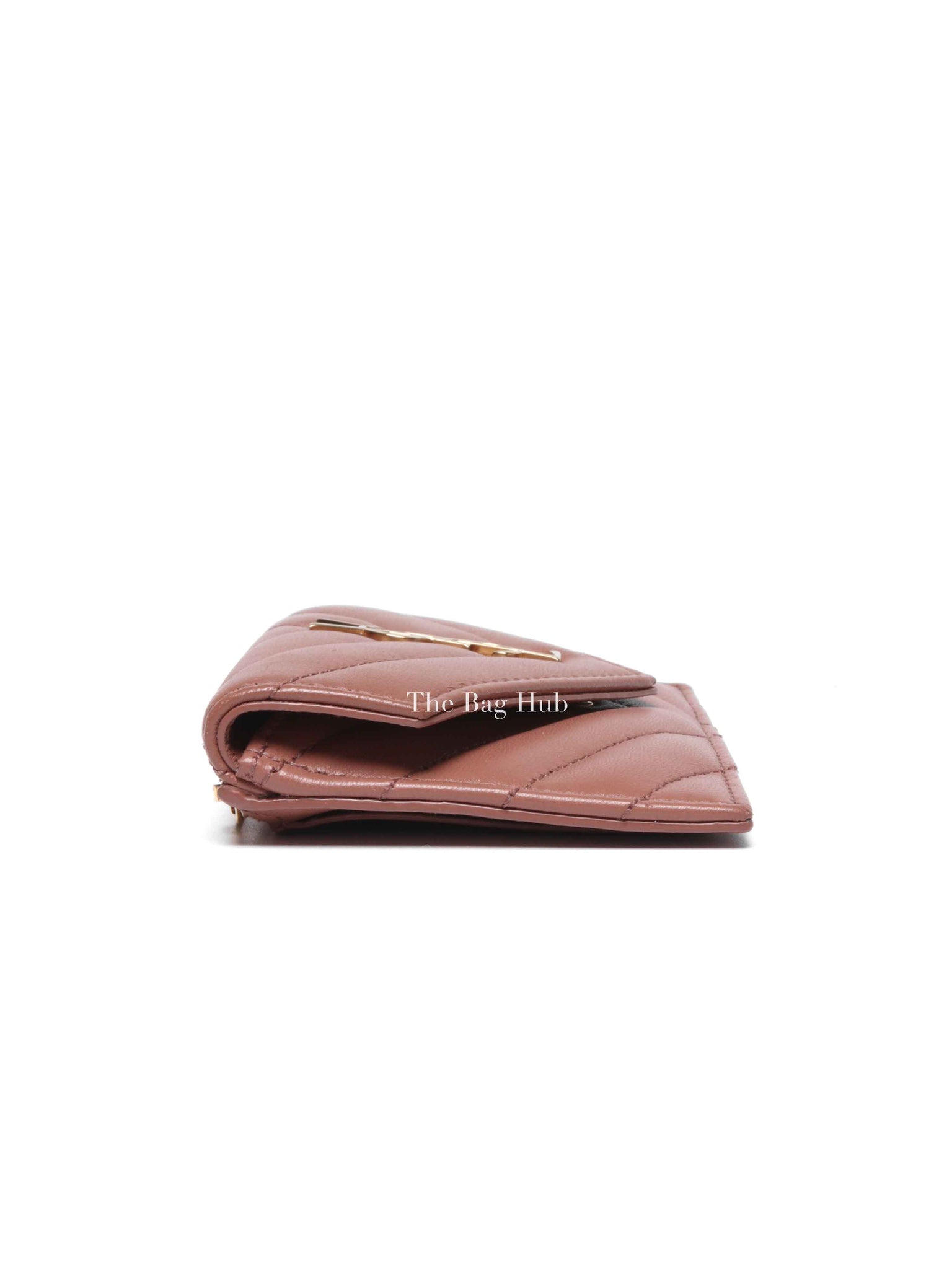 Saint Laurent Barely Pink Quilted Chevron Cassandre Fragments Flap Card Case