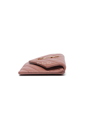 Saint Laurent Barely Pink Quilted Chevron Cassandre Fragments Flap Card Case