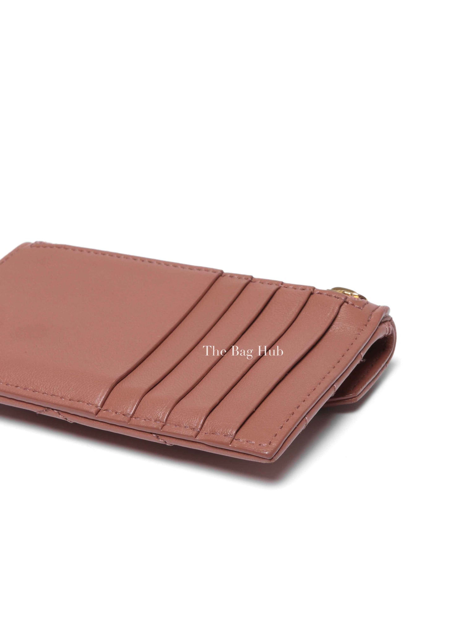 Saint Laurent Barely Pink Quilted Chevron Cassandre Fragments Flap Card Case