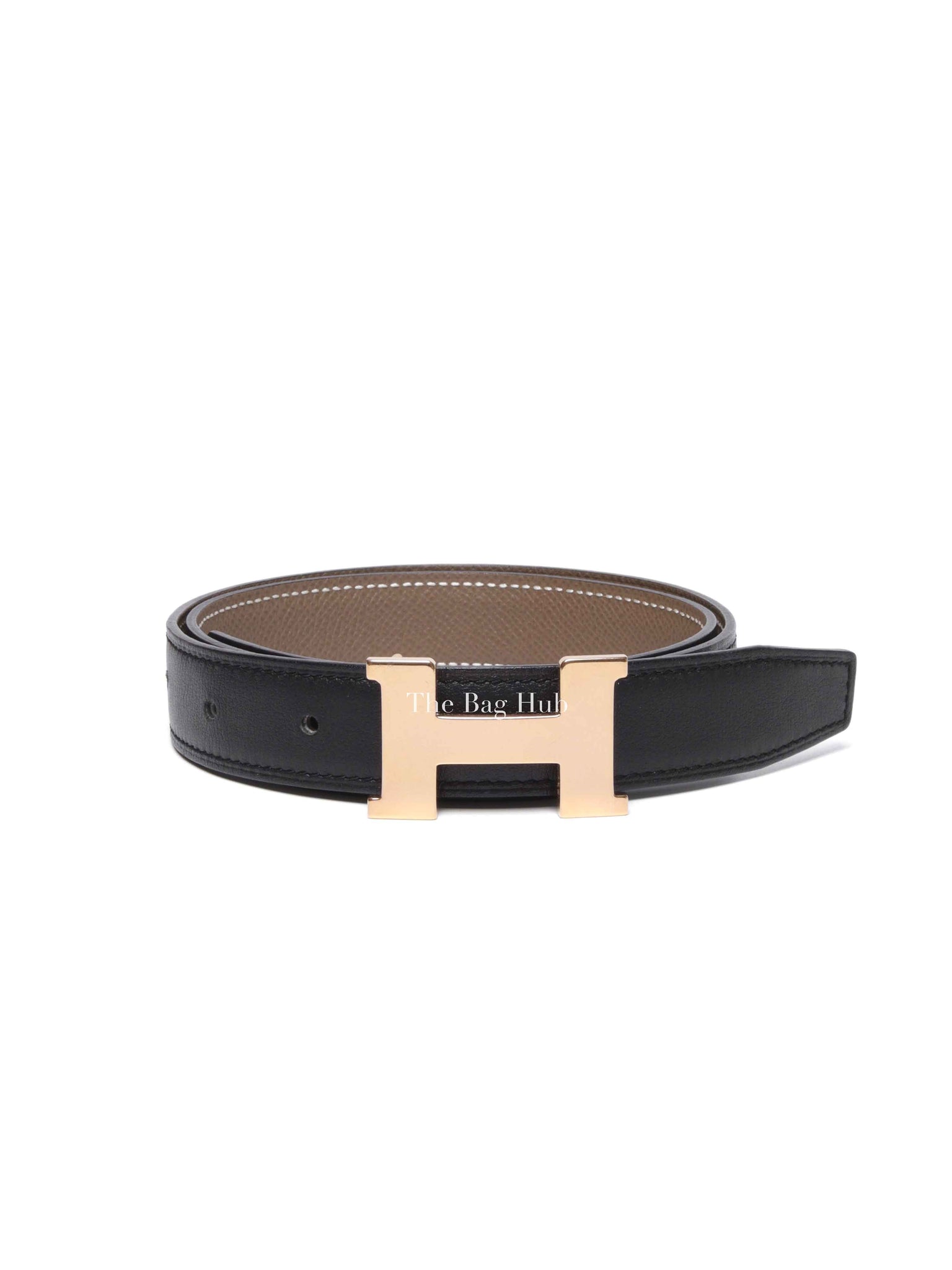 Hermes Noir Etoupe Epsom/Swift Leather H Buckle Belt RGHW 25mm 75cm