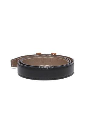 Hermes Noir Etoupe Epsom/Swift Leather H Buckle Belt RGHW 25mm 75cm